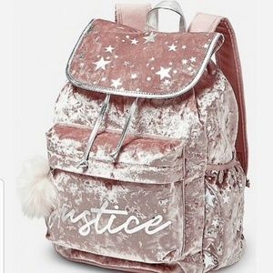 justice rose gold backpack